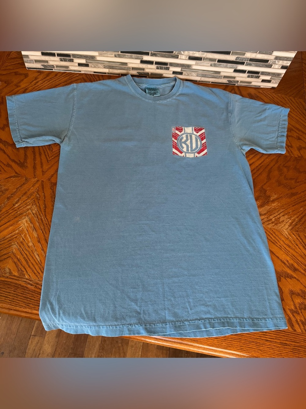 Comfort Colors Light Blue Short-Sleeve Tee with Patterned Pocket